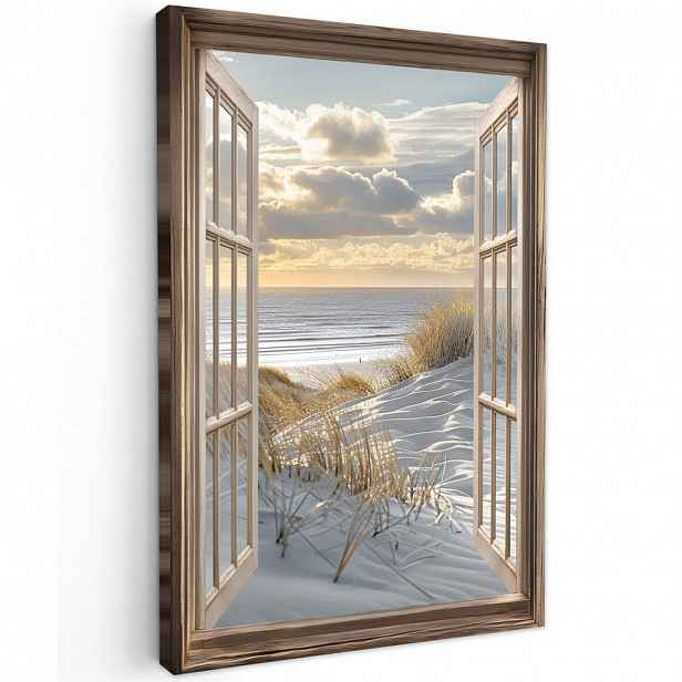 MuchoWow OBRAZ NA PLÁTNĚ výhled - Pláž - Duny - Moře - Příroda 80x120 cm