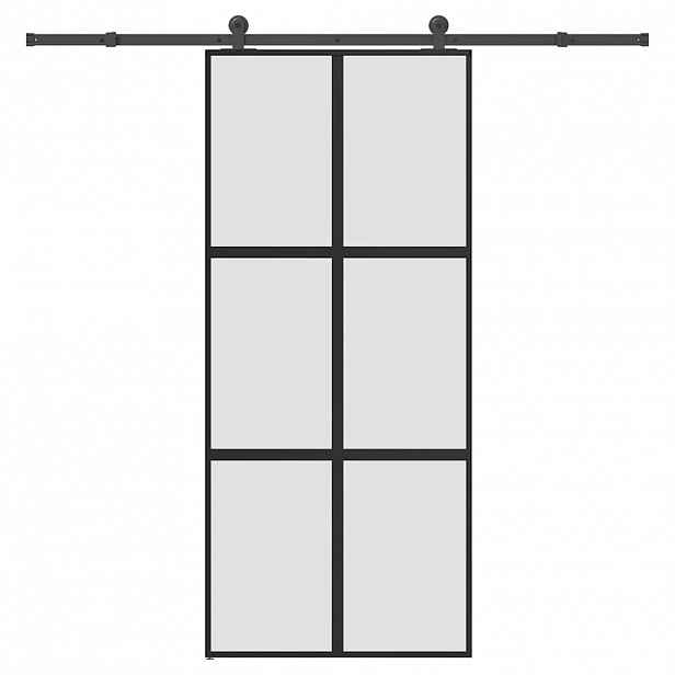 vidaXL Posuvné dveře s kováním 90x205 cm tvrzeného sklo a hliník