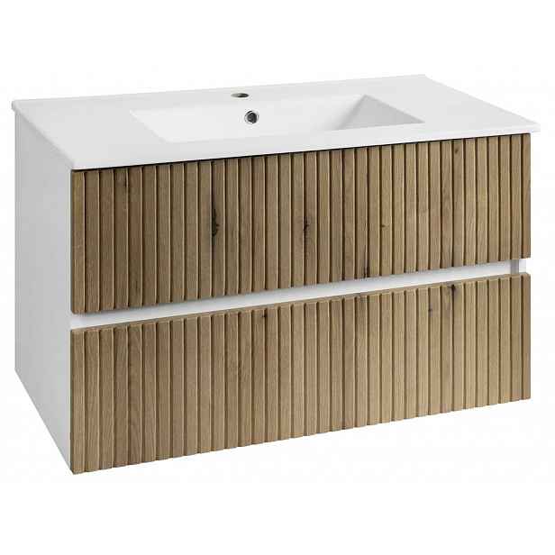 Aqualine Paneda - Umyvadlová skříňka 90x55x45 cm, dub emporio PN390