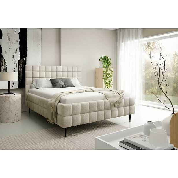 Čalouněná postel 160x200 LAILA LEG s úložným prostorem - ecru 1