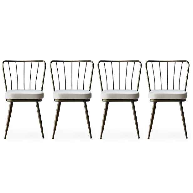 Kalune Design Sada 4 ks jídelních židlí Yildiz hnědá/béžová