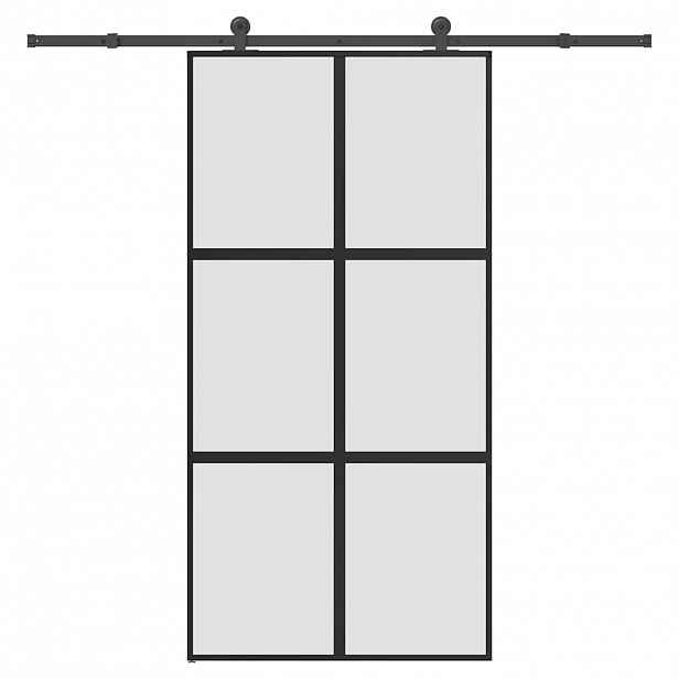vidaXL Posuvné dveře s kováním 102,5x205 cm tvrzeného sklo a hliník