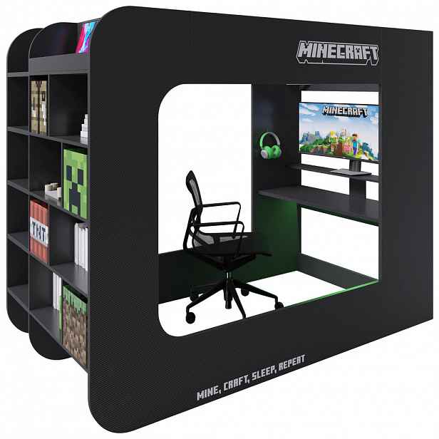 Minecraft VYSOKÁ POSTEL 120/200 cm, černá
