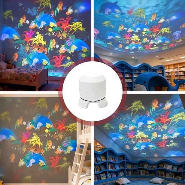 TEMU 1ks LED noční světlo, Dynamické noční světlo podmořského světa s chobotnicí, medúzou, mořskou želvou, velrybou, delfínem, hvězdicí, korálem,