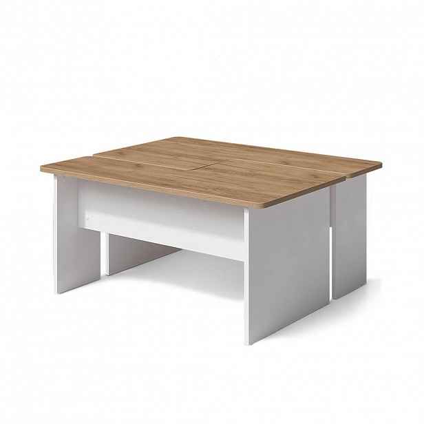 Vicco STOLEČEK KÁVOVÝ STOLÍK Duvo, Zlatý mocný dub/Bílá, 135 x 50 cm Sada 2 kusů