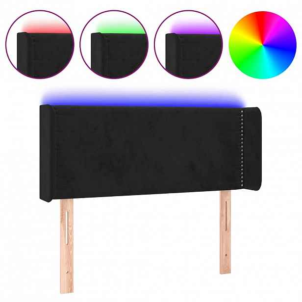 vidaXL Čelo postele s LED černé 103 x 16 x 78/88 cm samet
