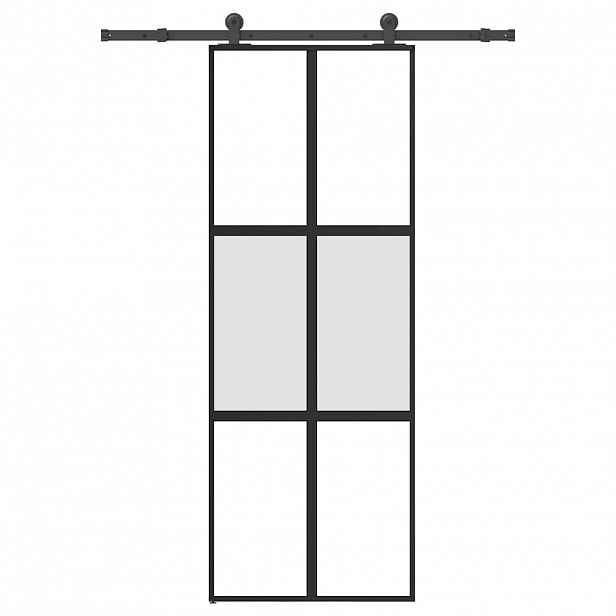 vidaXL Posuvné dveře s kováním 76x205 cm tvrzeného sklo a hliník