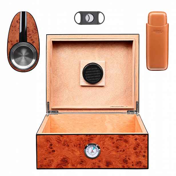Humidor Krabička Na Doutníky Dřevěné Pouzdro Řezačka Na Popelník Popelník