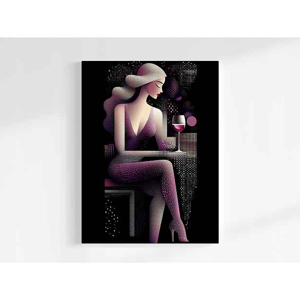 Plakát Žena Bar Klub Víno Retro Glamour Art Deco 75x100