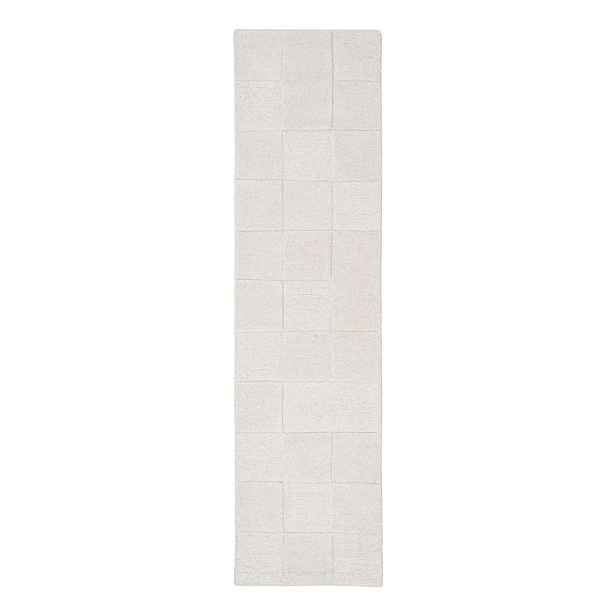 Slonovinový ručně tkaný vlněný běhoun 60x230 cm Checkerboard – Flair Rugs