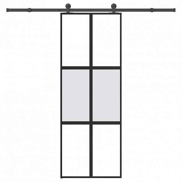 vidaXL Posuvné dveře s kováním 76x205 cm tvrzeného sklo a hliník