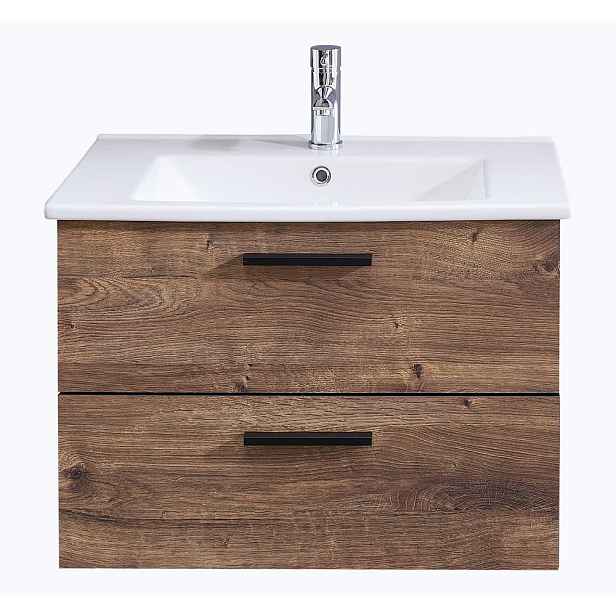 Hnědá závěsná skříňka v dekoru dubu bez umyvadla 71x51 cm Set 374 - Pelipal