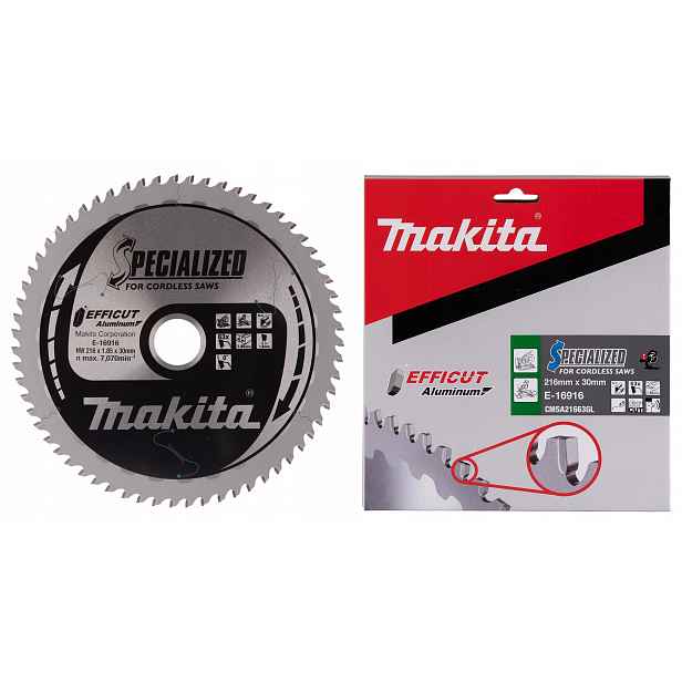 Makita E-16916 Řezací Kotouč Efficut Pro Hliník 216x30 mm 63Z x1,85 mm