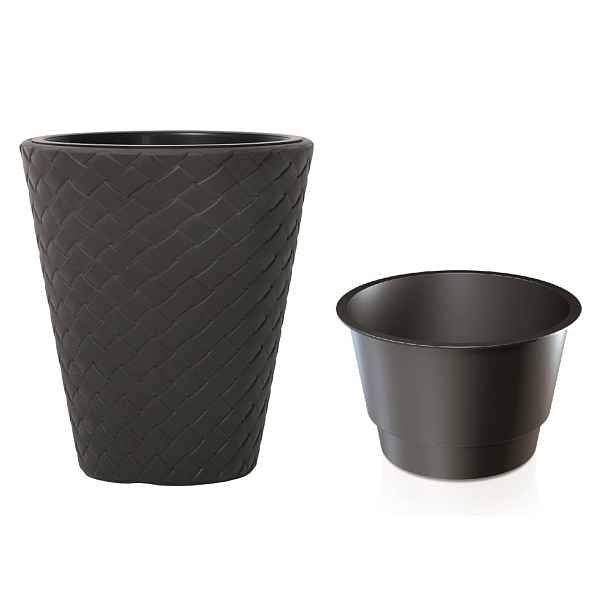 Prosperplast Květináč Little Matuba s vkladem tmavě šedý, varianta 40 cm