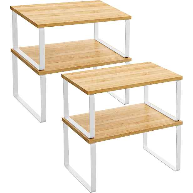 SONGMICS Sada 4 ks kuchyňských polic Mojer světle hnědá/bílá