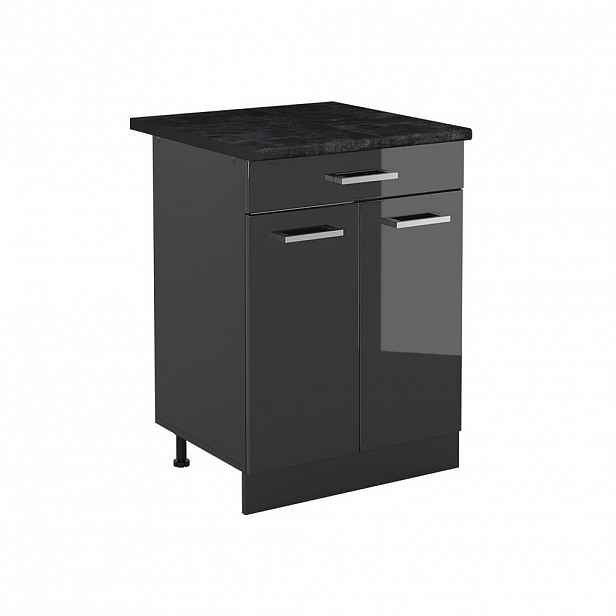 Vicco SPODNÍ SKŘÍŇKA KUCHYŇSKÉ LINKY R-Line, Antracitový vysoký lesk/Antracit, 60 cm se zásuvkou pracovná doska antracitová