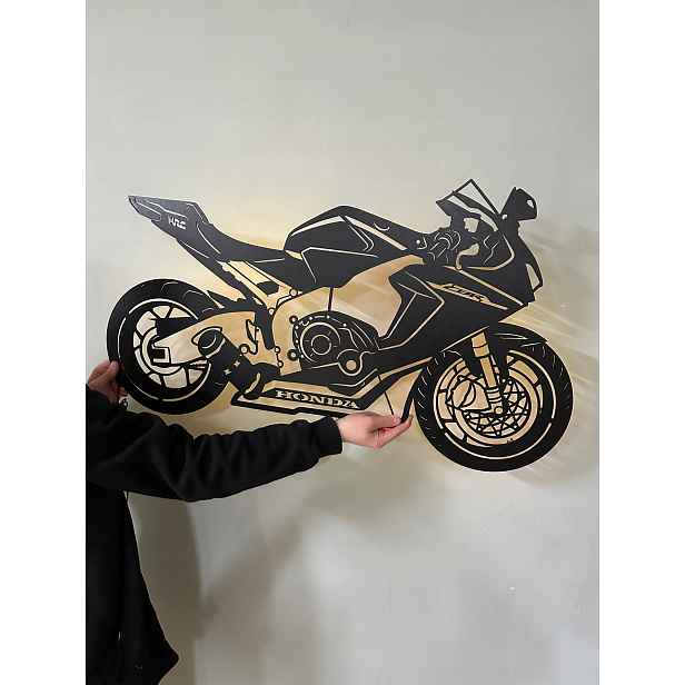 Dřevěný 3D obraz Motocykl Honda Cbr Dekorace Dárek Noční Lampa Led XL