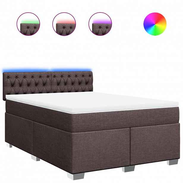 vidaXL Box spring postel s matrací tmavě hnědá 160x200 cm textil