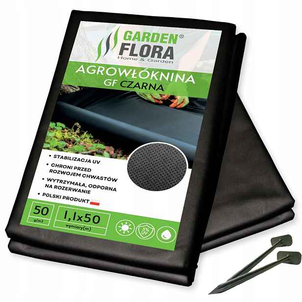 Agrotextilie Černá Antiplevelová 50g na Plevel 1,1x50m Špendlíky 100x