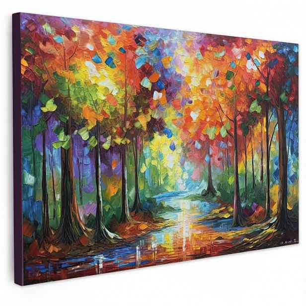 MuchoWow OBRAZ NA PLÁTNĚ Krajina - Les - Barvy - Příroda 60x40 cm