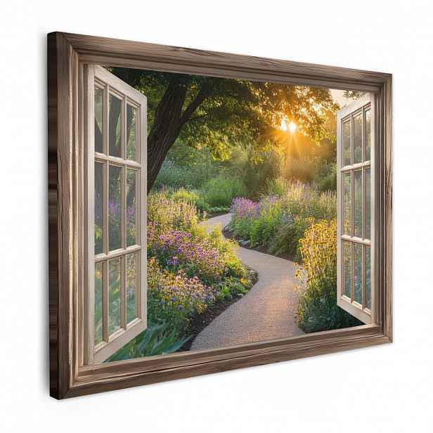 MuchoWow OBRAZ NA PLÁTNĚ Pohled - Květiny - Příroda - Slunce - Cesta 80x60 cm