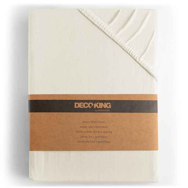 Restilo Bavlněné jersey prostěradlo s gumou DecoKing Amber ecru, velikost 120-140x200+30
