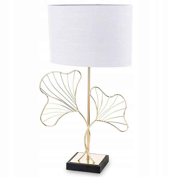 Stolní Lampa S Ginkgo Listem 55 cm Zlatá Bílá