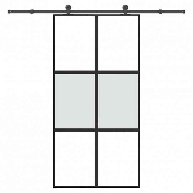 vidaXL Posuvné dveře s kováním 102,5x205 cm tvrzeného sklo a hliník