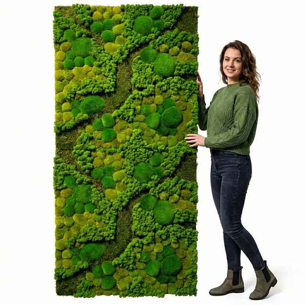 Panel z stabilizovaného mechu 120 x 240 cm Stěna z mechu Mech Chrobotek velký