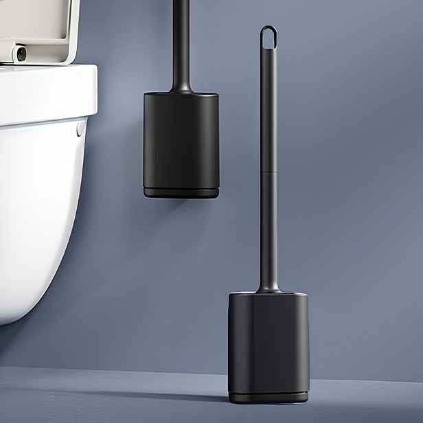 TEMU Toaletní kartáč s dlouhou rukojetí z měkkého silikonu – Ergonomický úchop, nepropustný a rychleschnoucí, s měkkými štětinami pro lehké čištění,