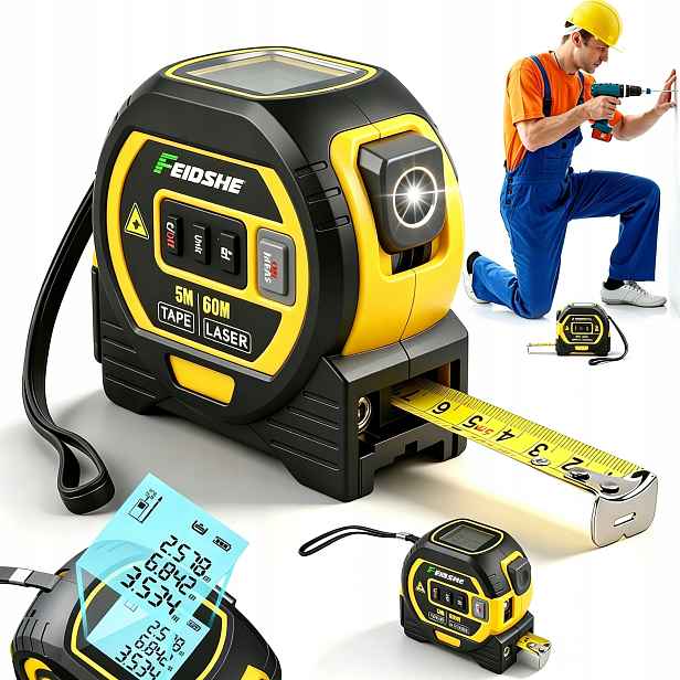 Vylepšená metrová odměrka 500 cm Digitální laserový dálkoměr 60 m 4v1