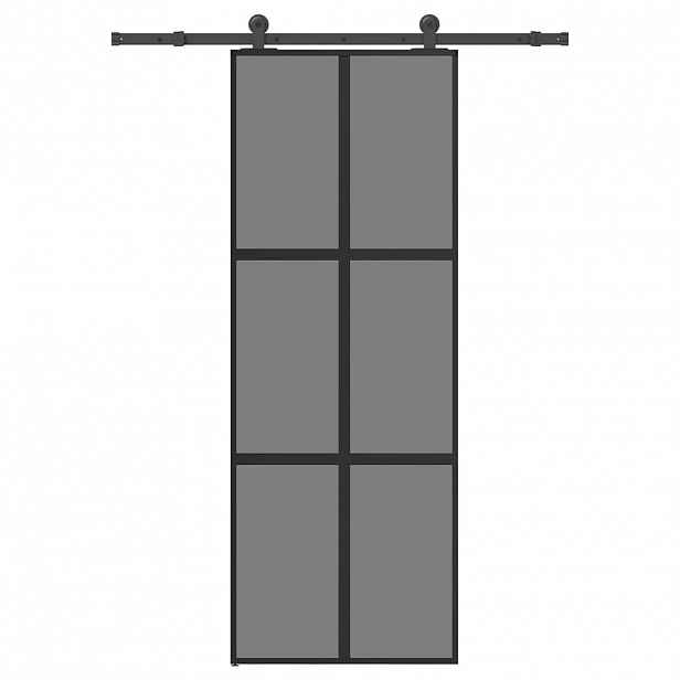 vidaXL Posuvné dveře s kováním 76x205 cm tvrzeného sklo a hliník