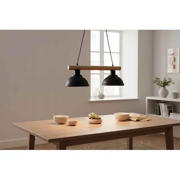 Závěsná Lampa Lustrová Kůra 2 Černá/baron Loft Dřevo Eurolampa