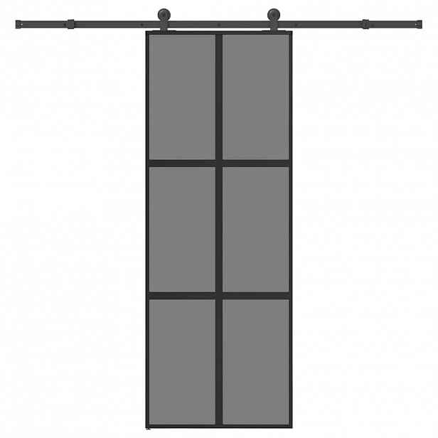 vidaXL Posuvné dveře s kováním 76x205 cm tvrzeného sklo a hliník