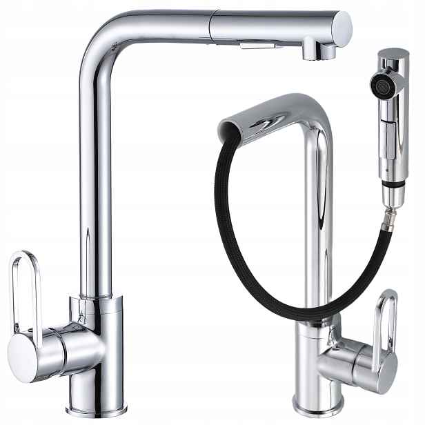 Kuchyňská Baterie Vytahovací Sprcha Chrom Flexibilní Moderní Design