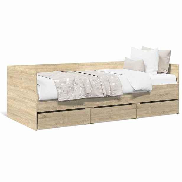 vidaXL Válenda se zásuvkami bez matrace dub sonoma 90 x 190 cm