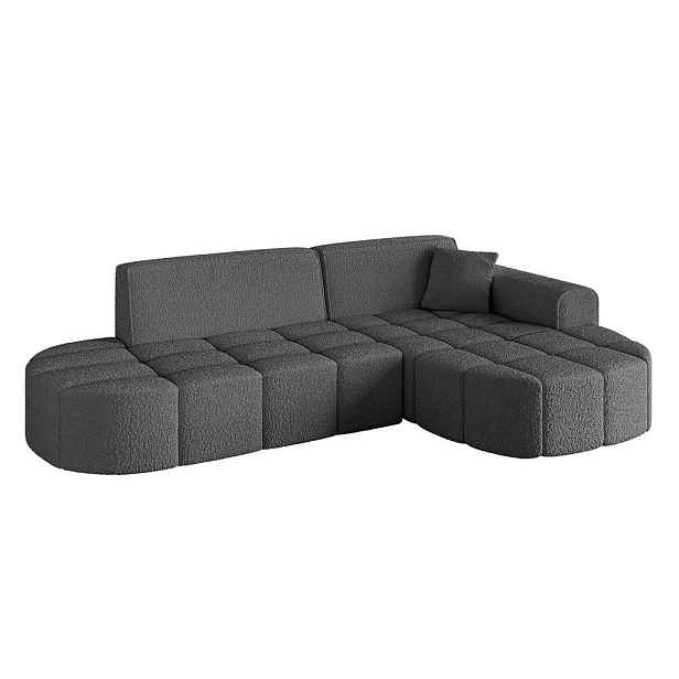 ALTDECOR ROHOVÁ SEDAČKA s otomanem, pravá LIVO-L1 252x173x79,5 Šedá Buklé
