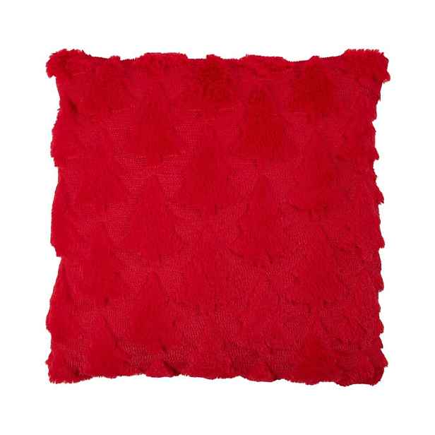 Červený polštář se vzorem vánočních stromků Christmas Tree – 45*45*10 cm Mars & More