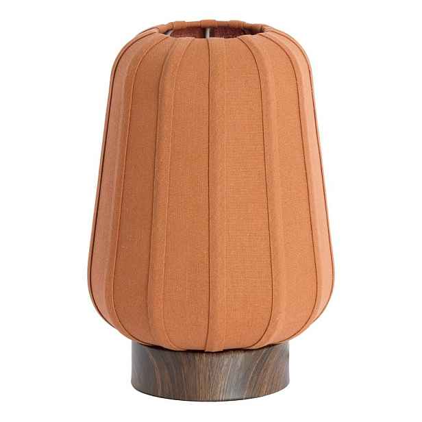 Kovová stolní lampa v terakotové barvě s textilním stínidlem (výška 29 cm) Bibia – Light & Living