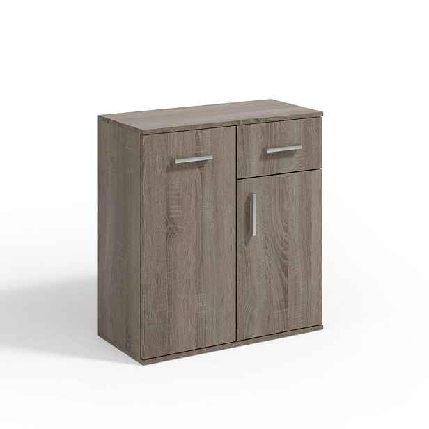 MASSENO KOMODA GIACOMO I, 75/85/33 cm s 1 zásuvkou a 2 dvířky, dekor dub lanýžový