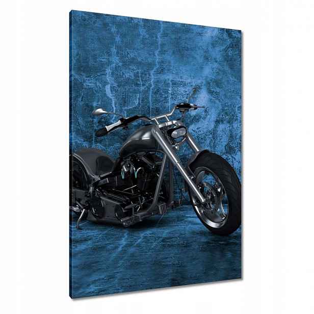 Obrazy 70x100 Modrá stěna Motocykl