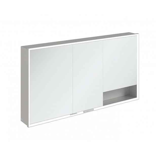 Villeroy & Boch My View+ - Zrcadlová skříňka s LED osvětlením 140x75x17 cm, 3 dvířka, šedá A4811400