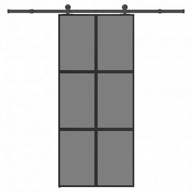 vidaXL Posuvné dveře s kováním 90x205 cm tvrzeného sklo a hliník