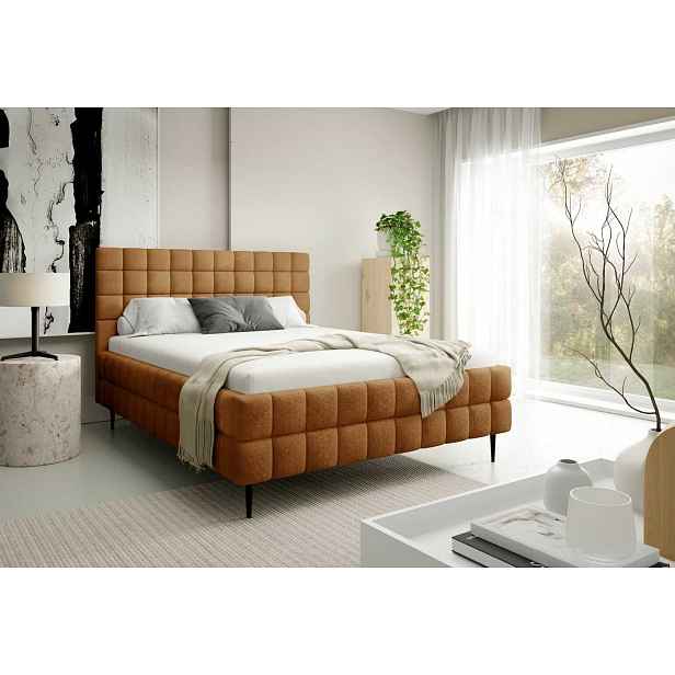 Čalouněná postel 180x200 LAILA LEG s úložným prostorem - hnědá