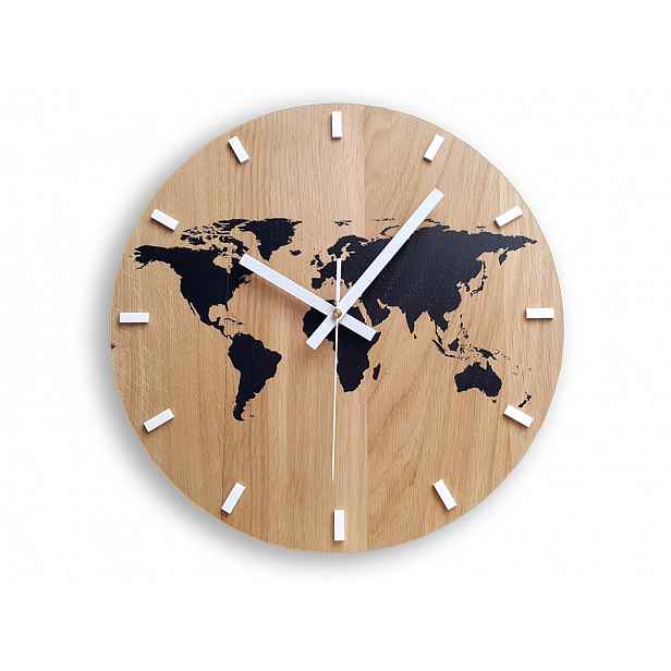 Dřevěné Nástěnné Hodiny Ultra Tichá Mapa Černá 33 CM