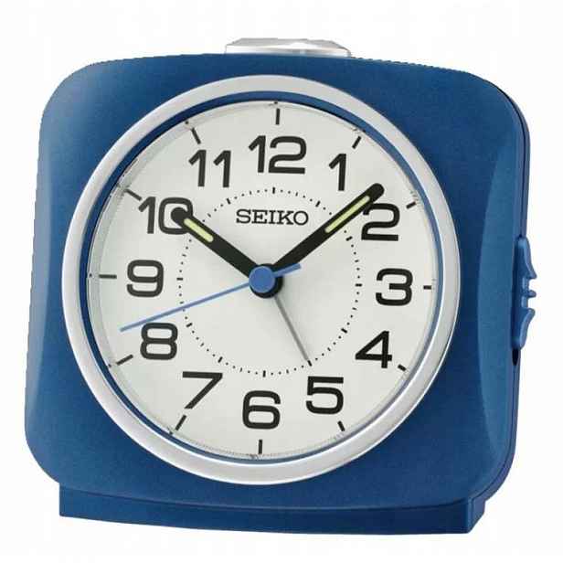 Středně Modrý Čtvercový Budík Seiko QHE194L Alarm, Tichý Mechanismus