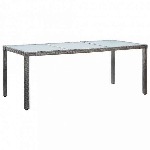 Zahradní stůl šedý polyratan / sklo 190x90x75 cm