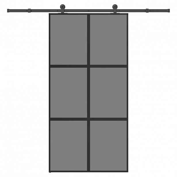 vidaXL Posuvné dveře s kováním 102,5x205 cm tvrzeného sklo a hliník