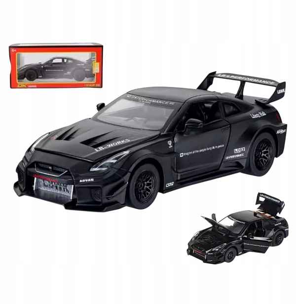 Model automobilu Nissan box Gtr Gt-r R35 v měřítku 1:32 Led, zvuk motoru