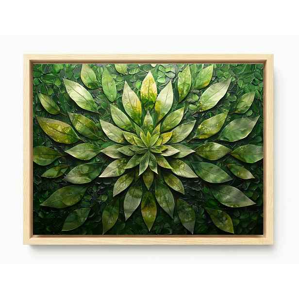 Obraz Rám Americký Box Zelená Mandala Z Listů Příroda Abstrakce 80x60